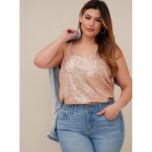 Torrid Sophie Rose Gold Sequin Swing Cami V-Neck Tank Top Plus Size 5X